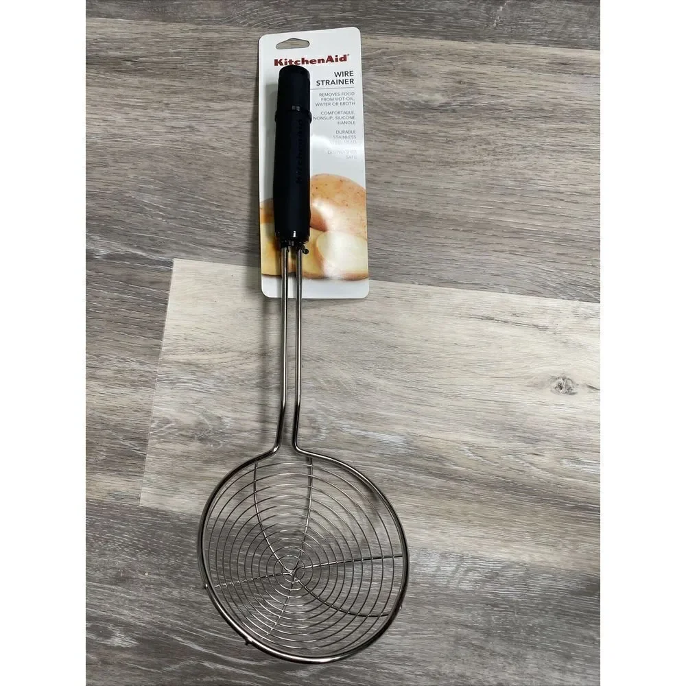 New KitchenAid Asian Strainer Wire Basket- Black colors Soft Grip